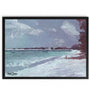 Framed artwork of a beach scene with ocean waves and sky.